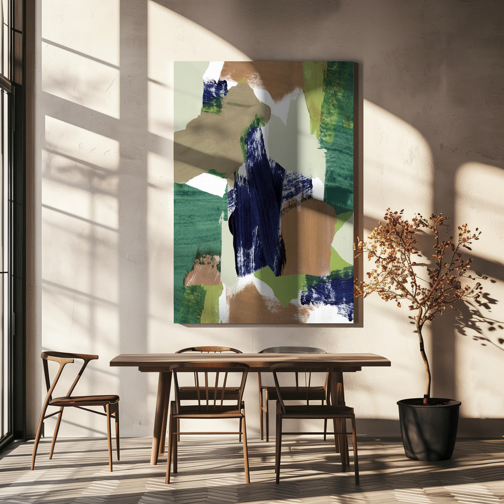 Abstrakt Blau Grün Beige Nr. 2 | Leinwand