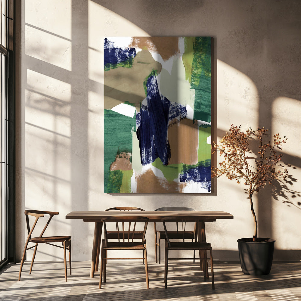 Abstrakt Blau Grün Beige Nr. 1 | Leinwand
