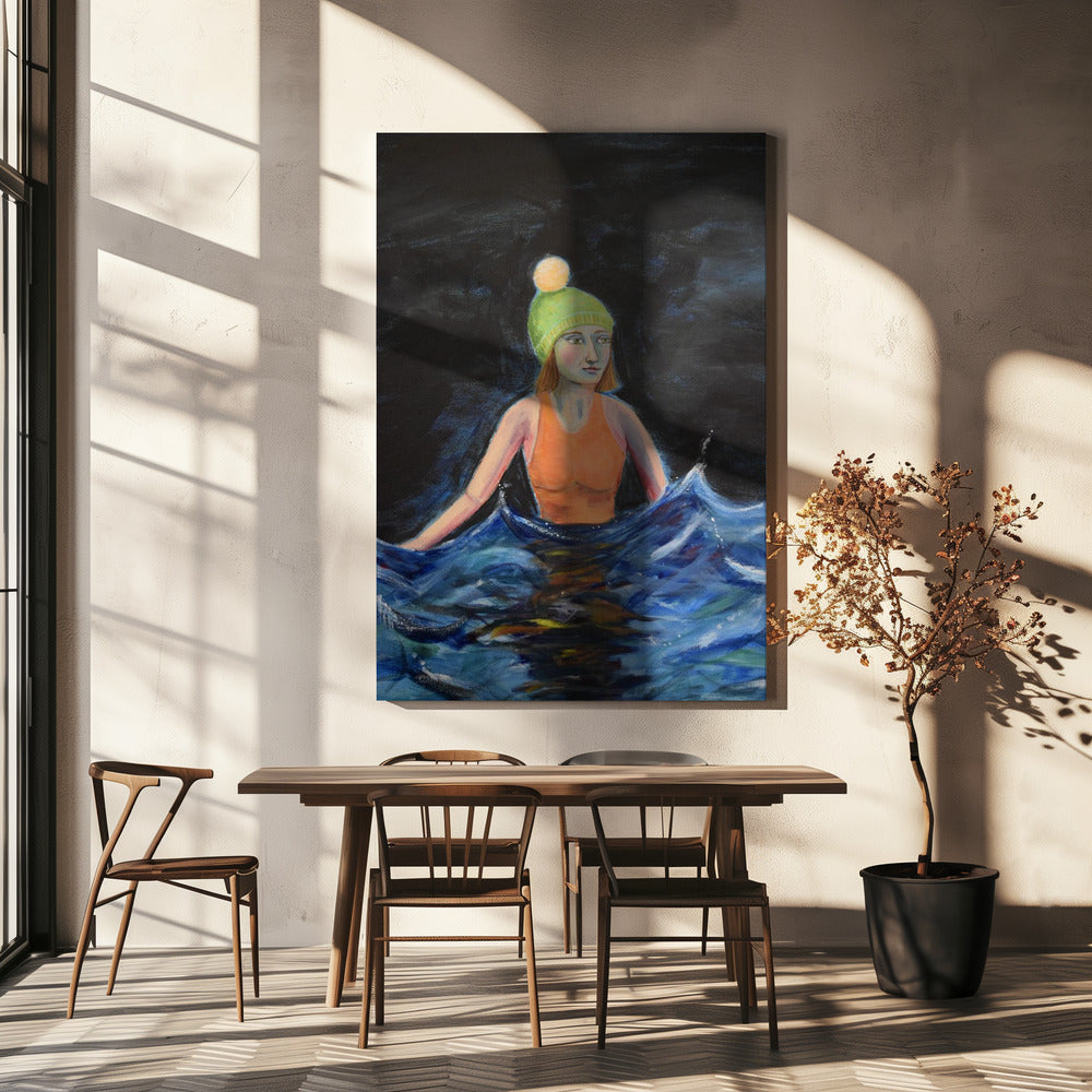 Wildes Schwimmen im Ozean | Leinwand