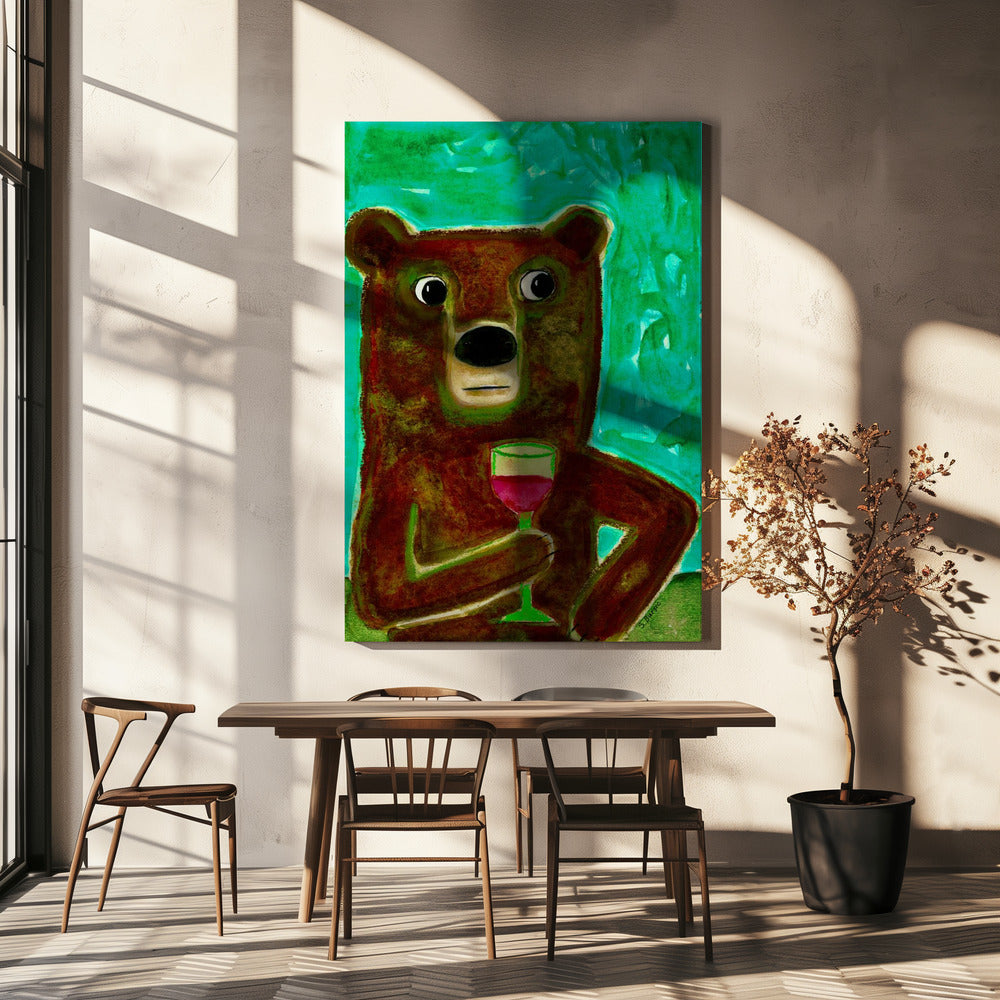 Herr Bär an der Bar | Leinwand