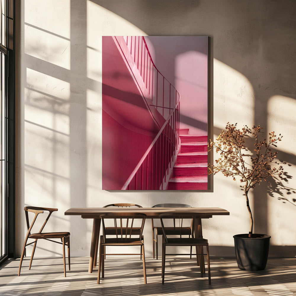 Pflaumentreppe | Architektonischer Minimalismus | Leinwand