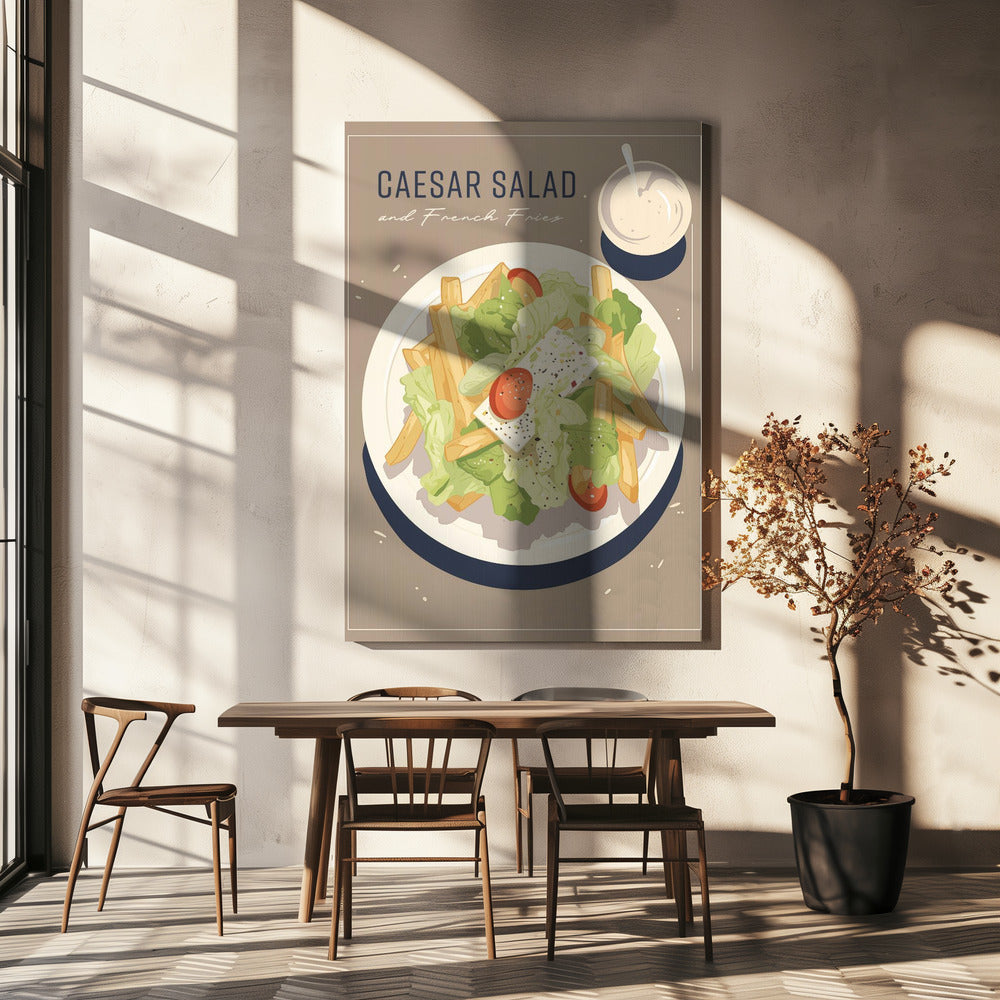 Caesar Salat und Pommes Frites | Leinwand