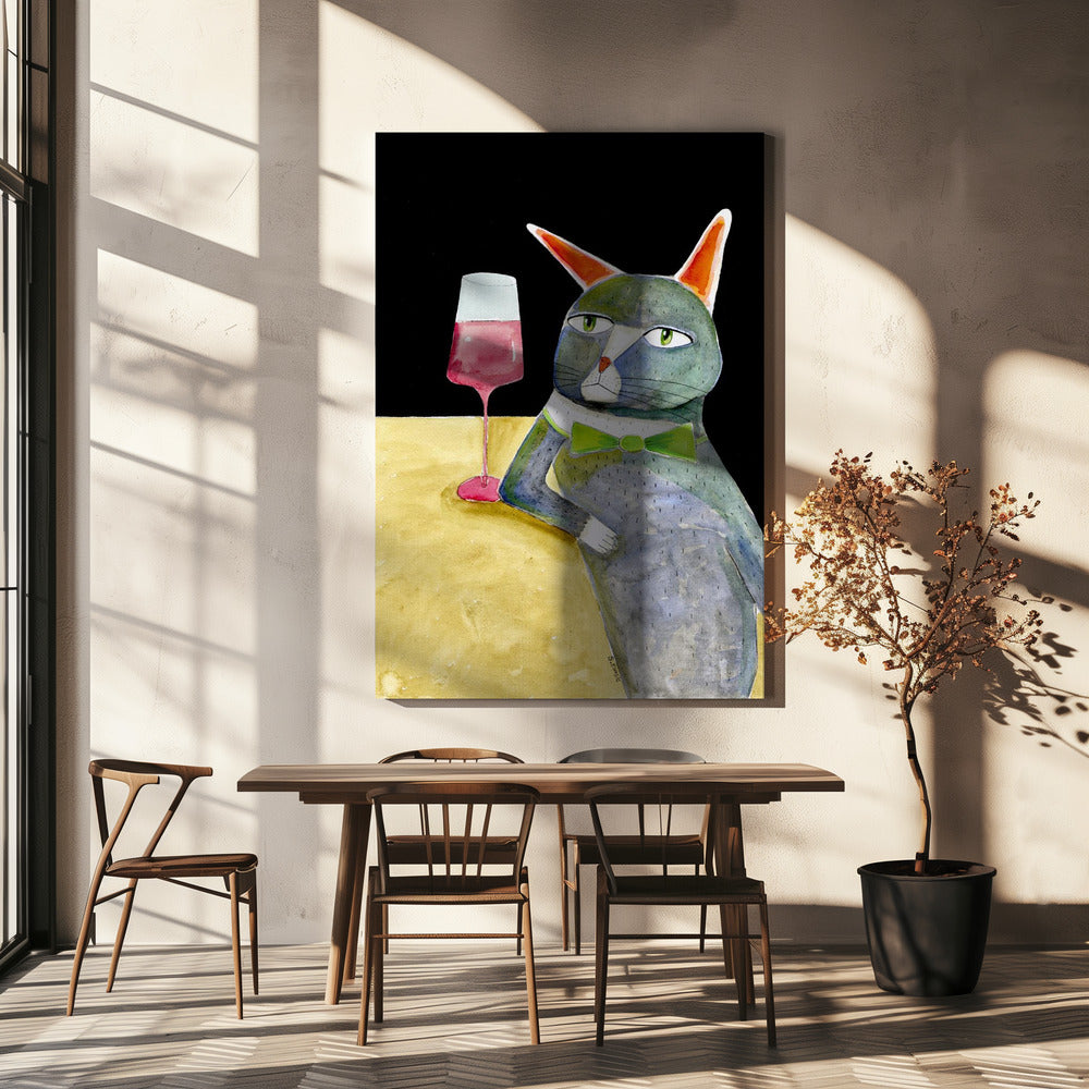 Barkatze mit Fliege | Leinwand