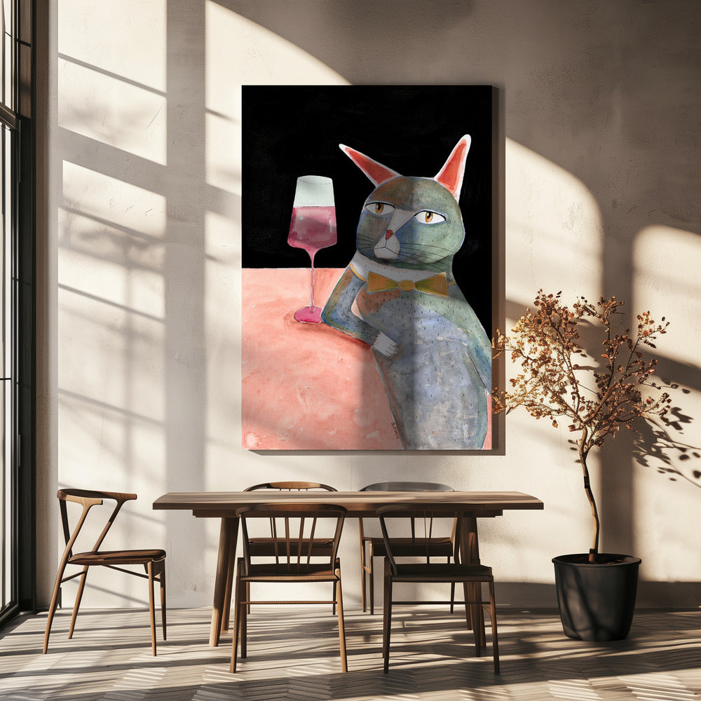 Barkatze mit Fliege | Leinwand