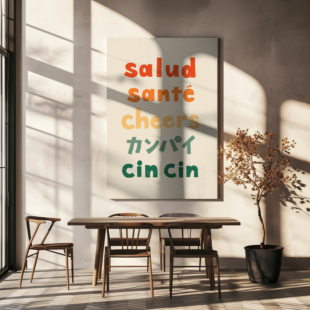 Prost Typografie - Salud Santé Prost Kanpai Cin cin | Leinwand