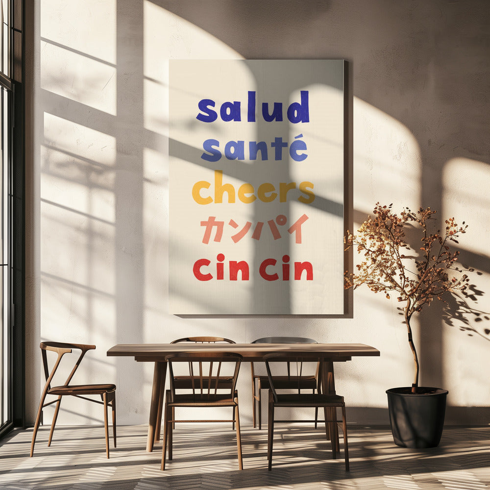 Prost Typografie - Salud Santé Prost Kanpai Cin cin | Leinwand