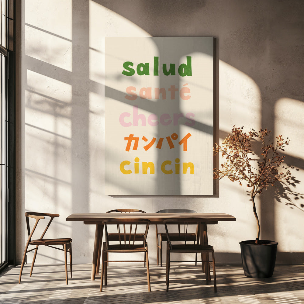 Prost Typografie - Salud Santé Prost Kanpai Cin cin | Leinwand