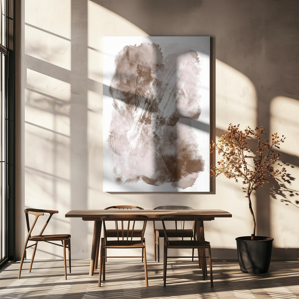 Abstraktes Kunstwerk mit sanften Beige- und Brauntönen | Leinwand