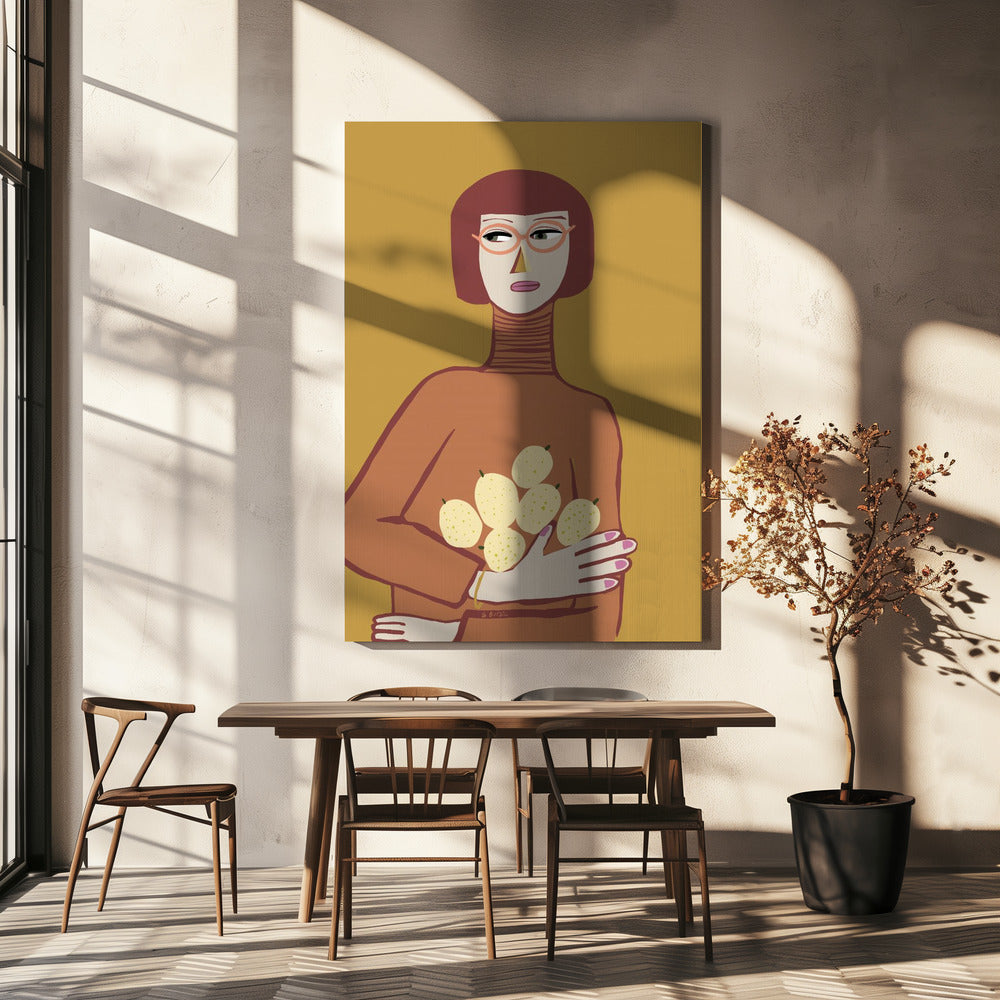 Dame mit Zitronen | Leinwand