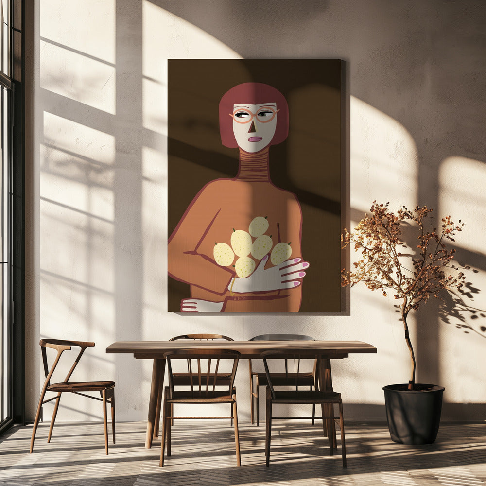 Dame mit Zitronen | Leinwand