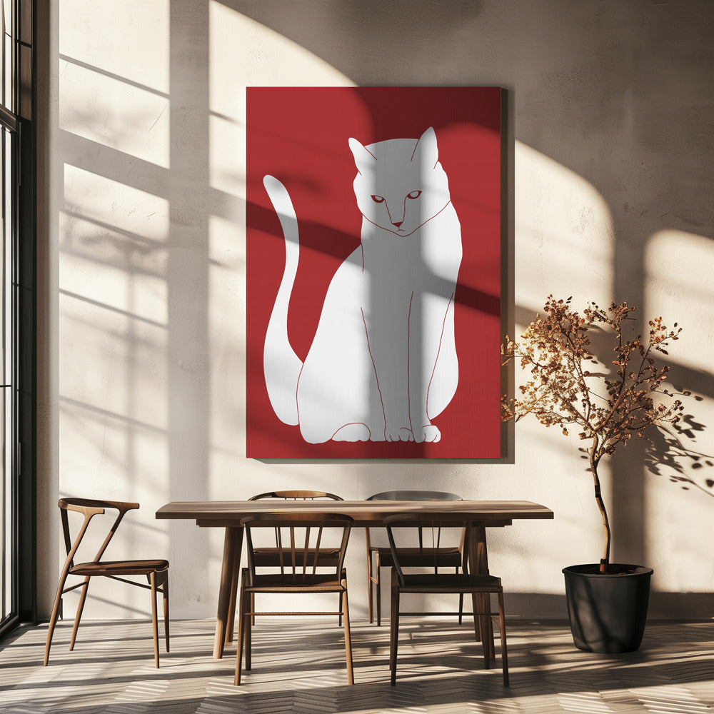 Weiße und rote Katze | Leinwand