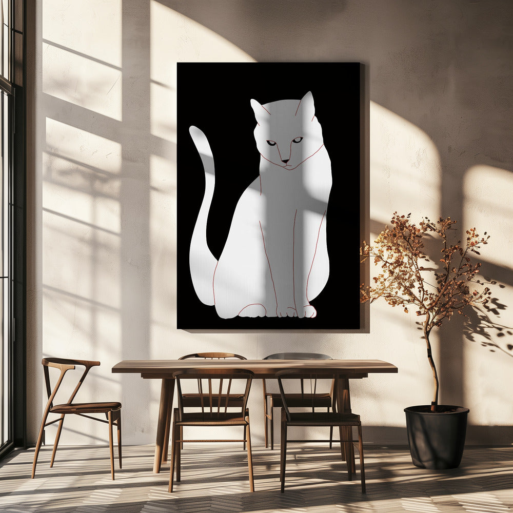Weiße und schwarze Katze | Leinwand