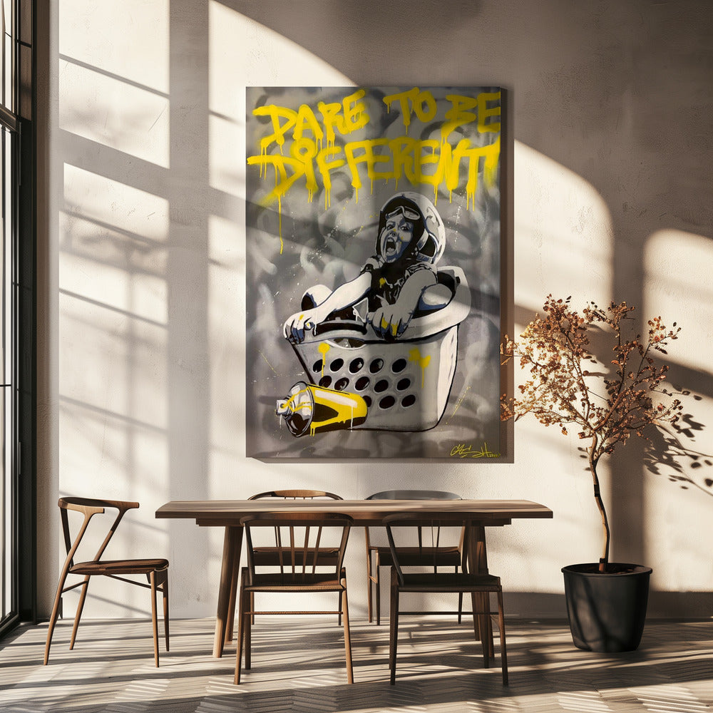 Kind im Wäschekorb | Leinwand