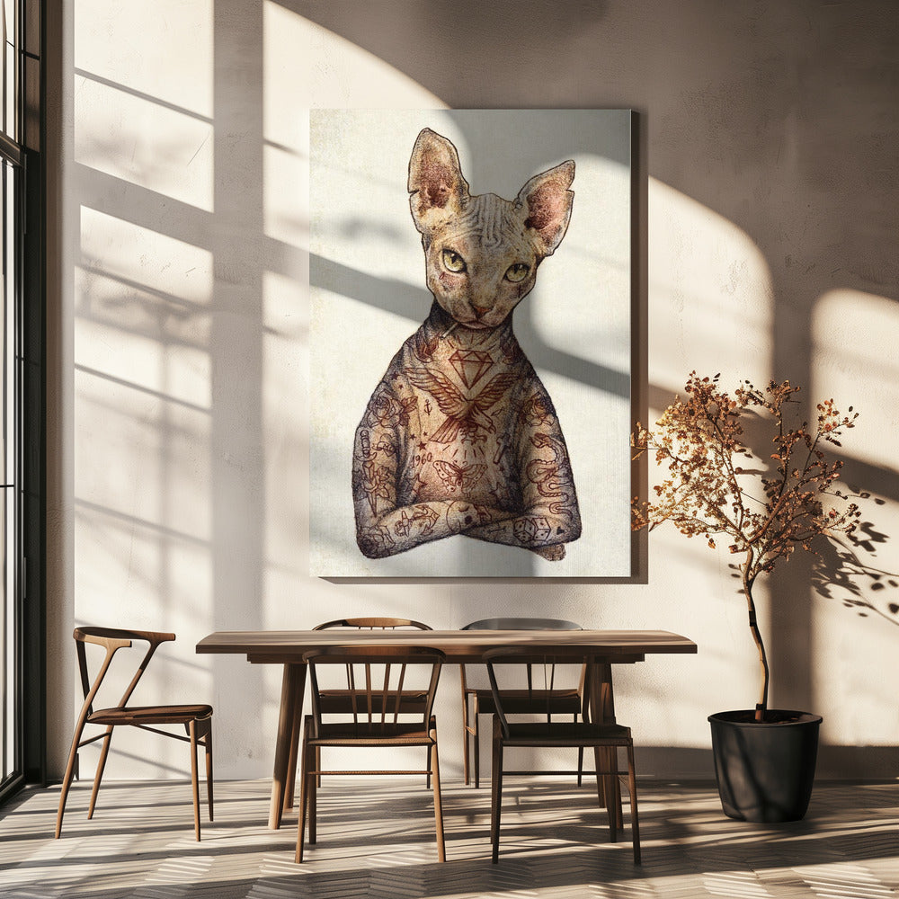 Stilvolle Tattoo Katze | Leinwand