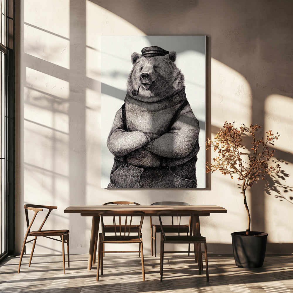 Bär im Vintage-Outfit | Leinwand