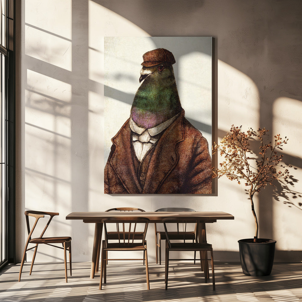 Taube in Vintage-Kleidung | Leinwand