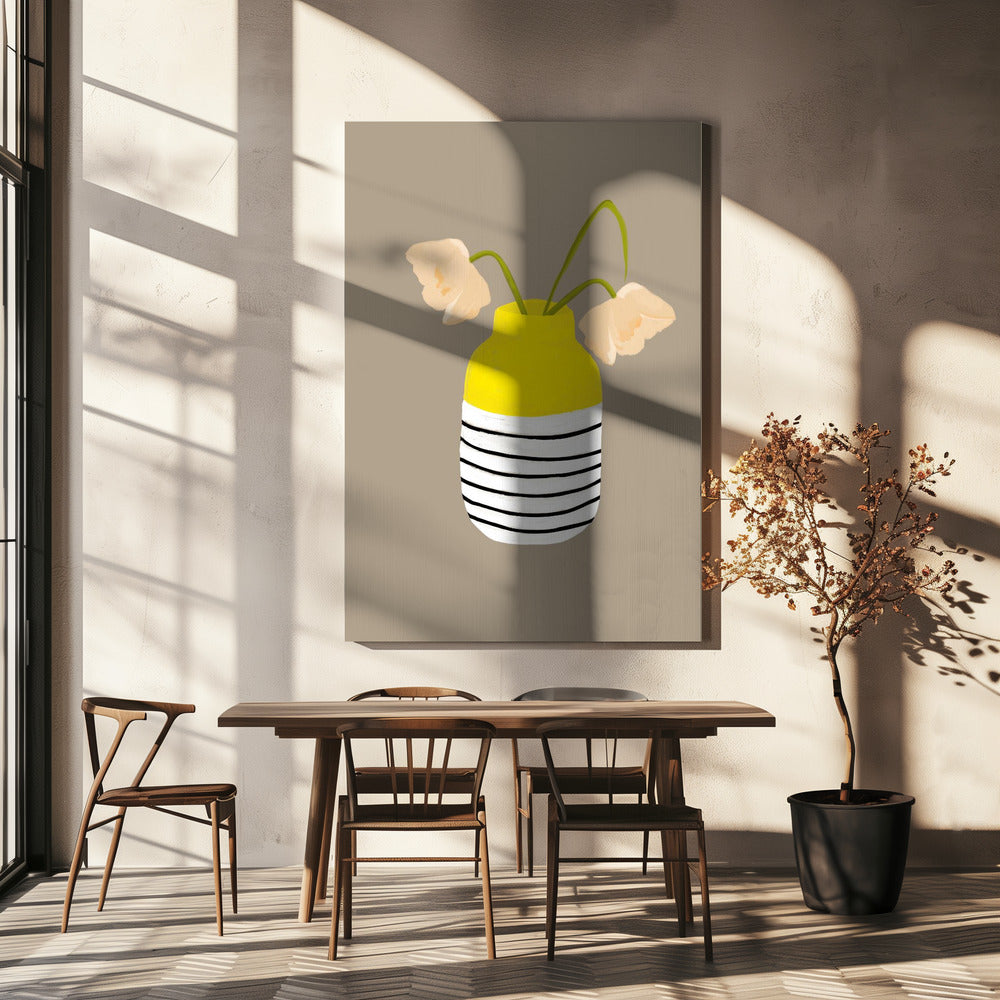 Gestreifte Vase Blüten | Leinwand