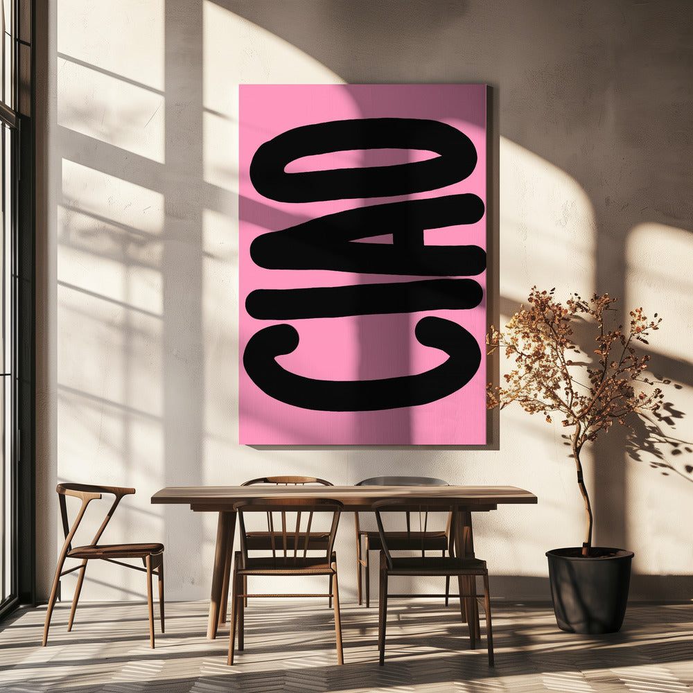 Fette schwarze Typografie auf rosa | Leinwand