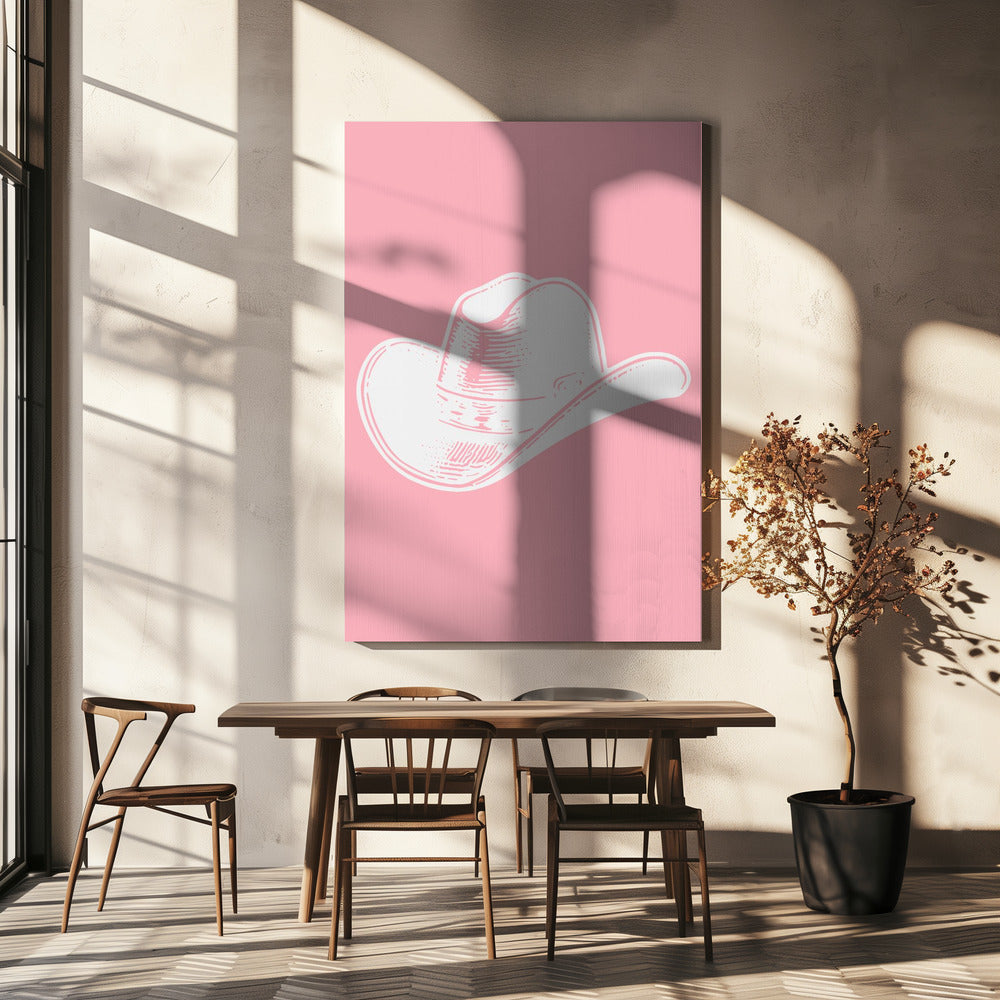 Rosa Cowboyhut | Leinwand