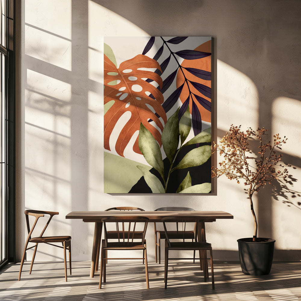 Abstrakte Kunst Tropische Blätter | Leinwand