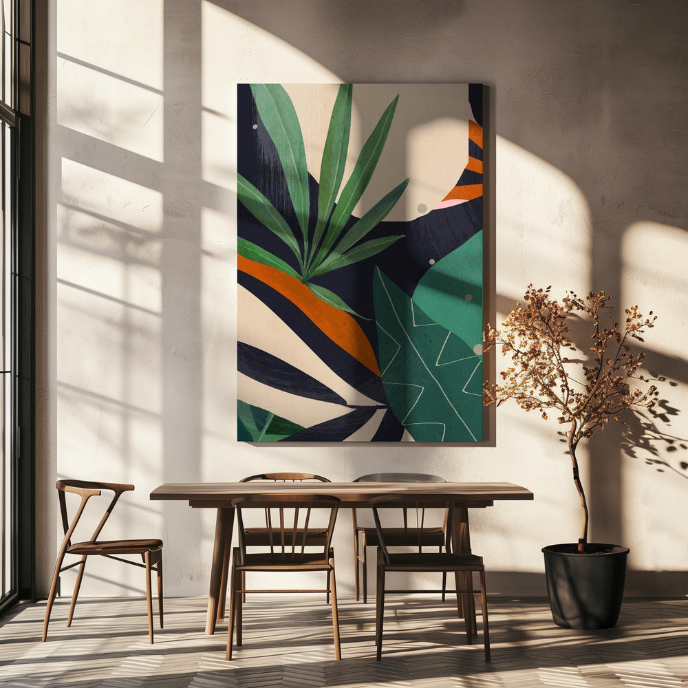 Abstrakte Kunst Tropische Blätter | Leinwand