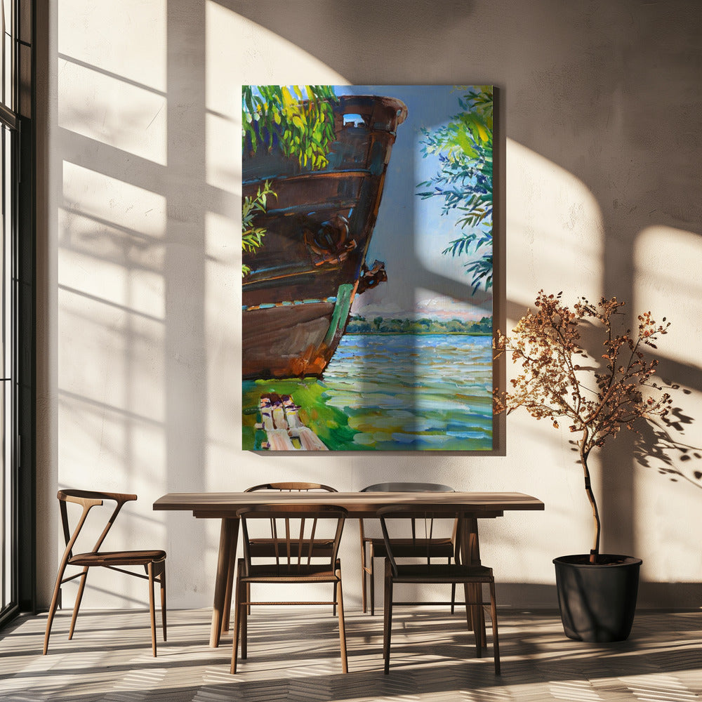 Schiff auf dem Fluss | Leinwand