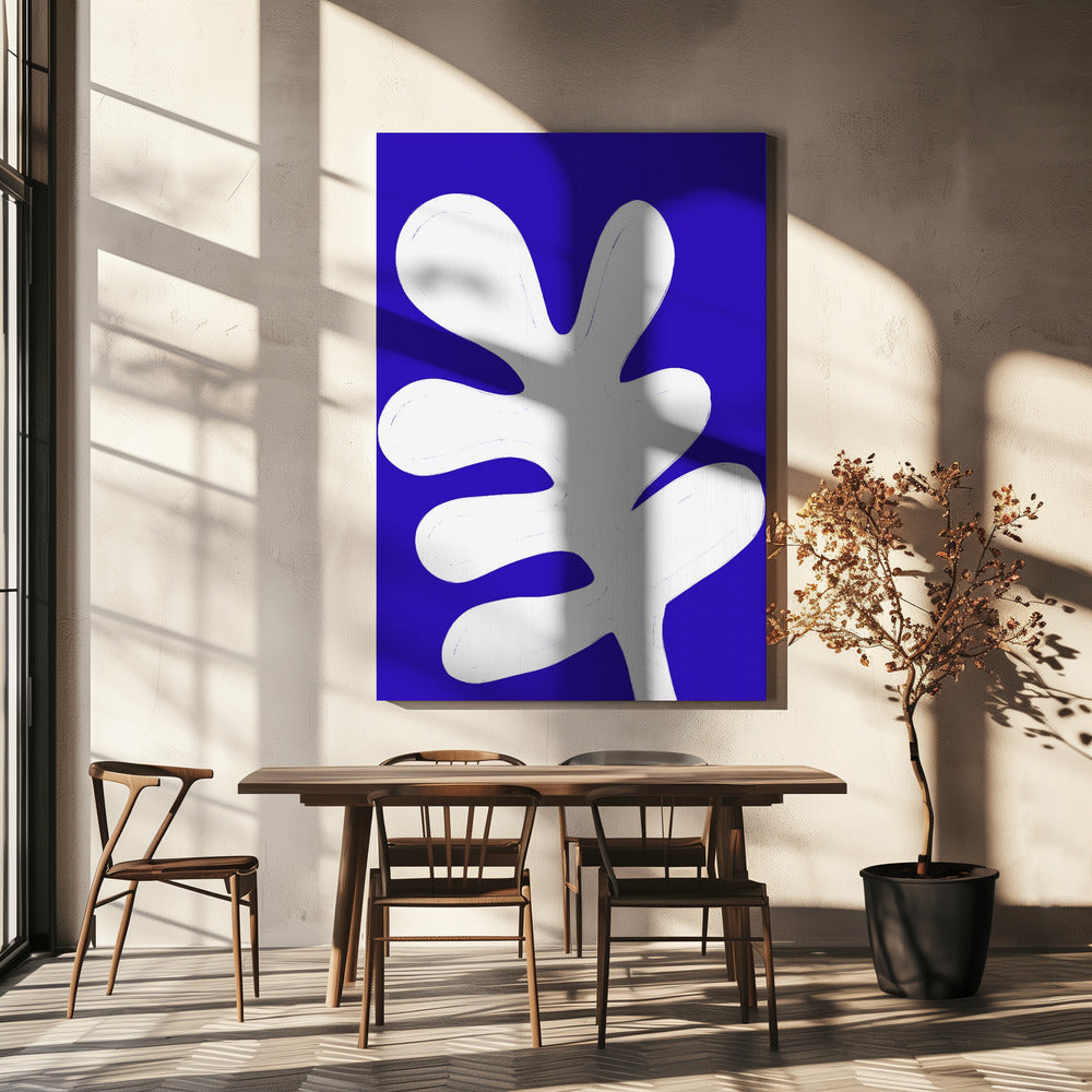 Blatt auf blauer Leinwand | Leinwand