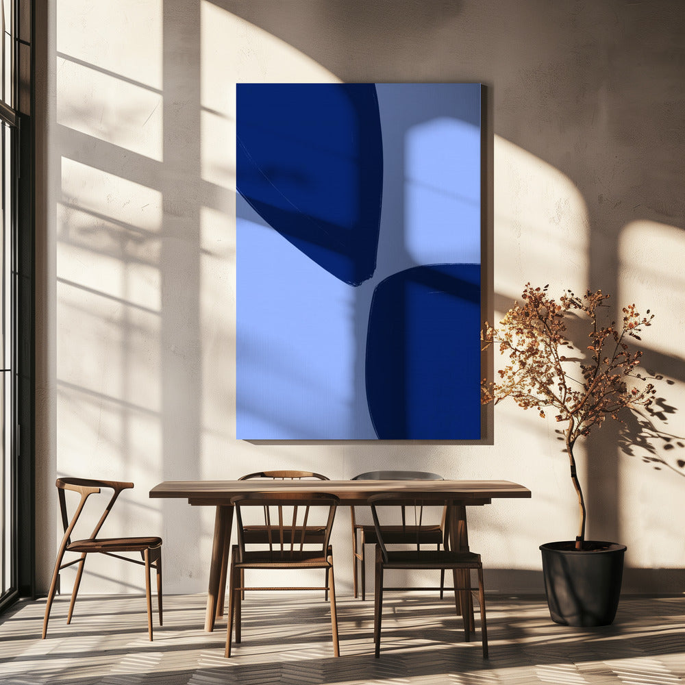 Blaue Blütenblattformen | Leinwand