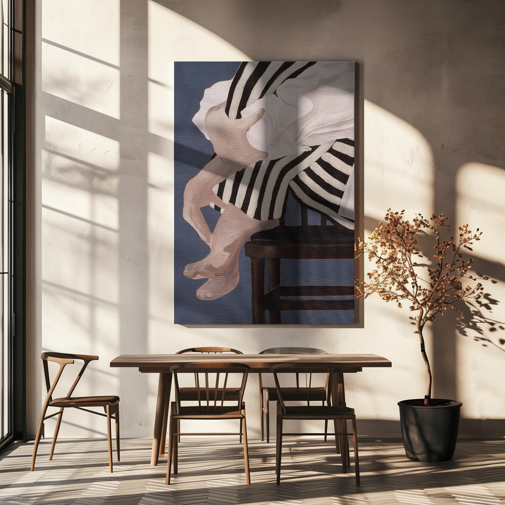 Auf einem Stuhl sitzende Figur | Leinwand