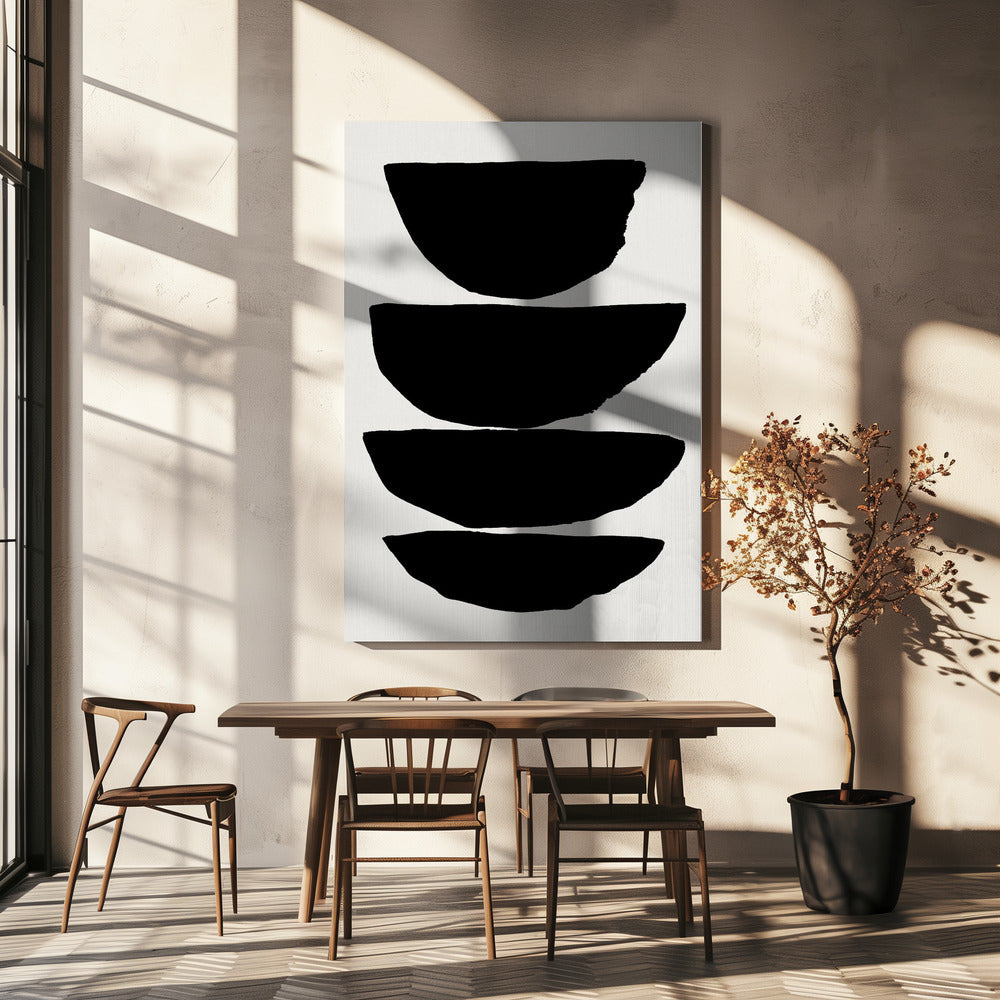 Minimalistische schwarze abstrakte Ellipsen | Leinwand