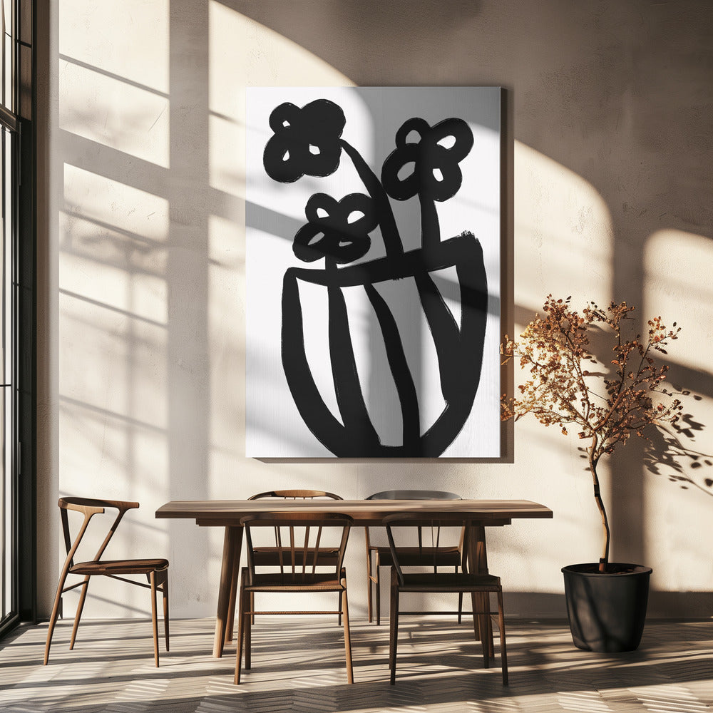 Kräftige Blüten in Vase | Leinwand