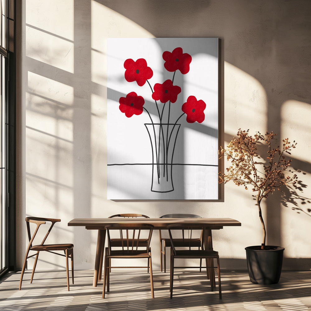 Mohnblumen in Vase | Leinwand