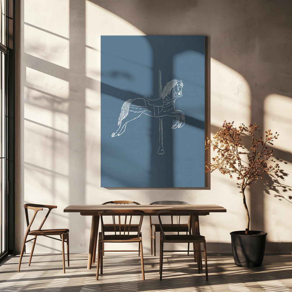 Zirkuspferd Vintage Blau | Leinwand