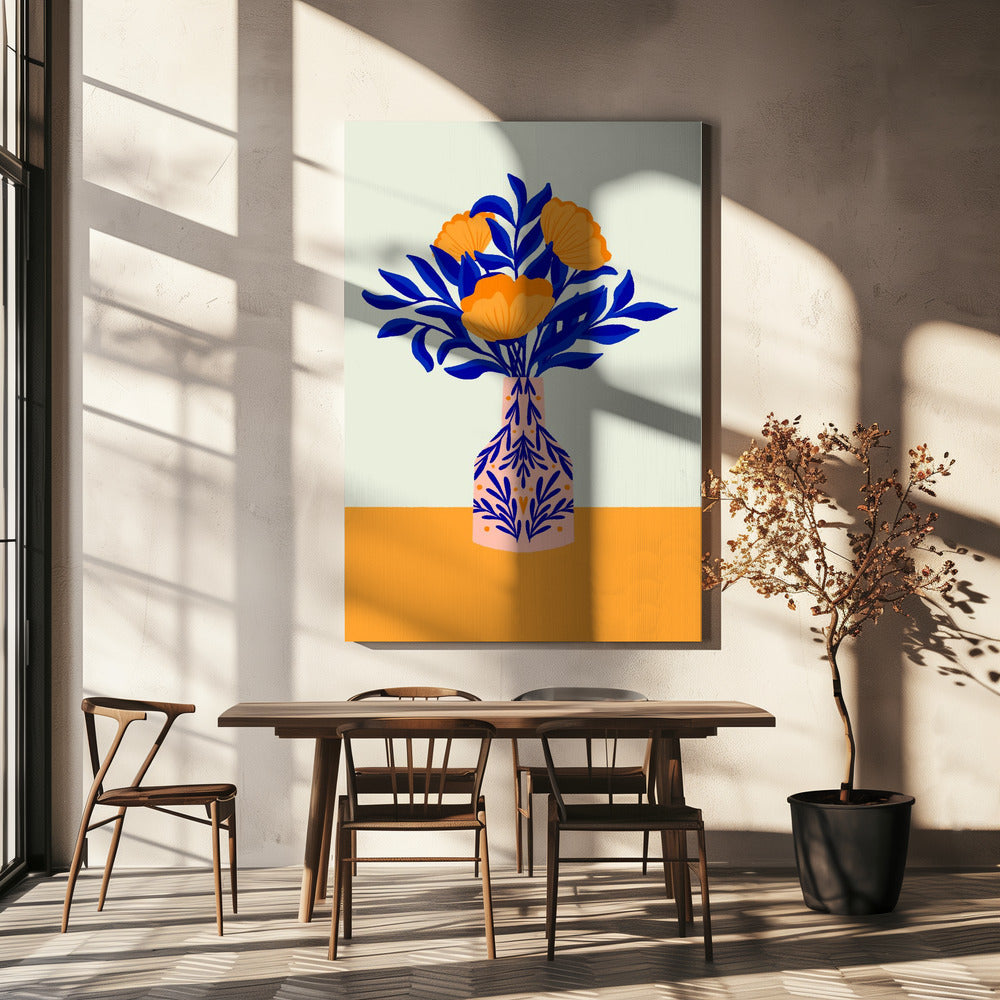 Orange Mohnblumen in einer Vase | Leinwand