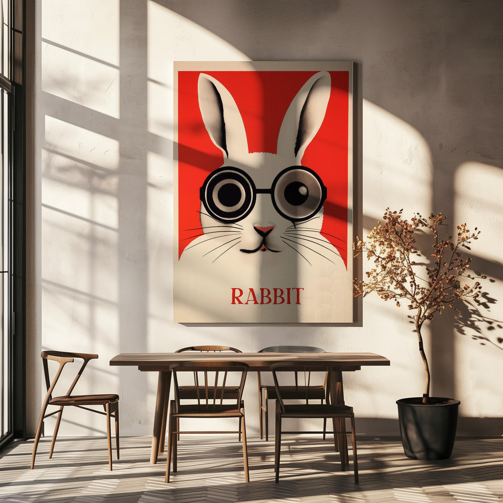 Kaninchen mit übergroßer Brille | Leinwand