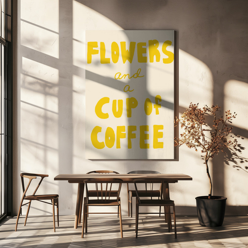 Blumen und eine Tasse Kaffee | Leinwand
