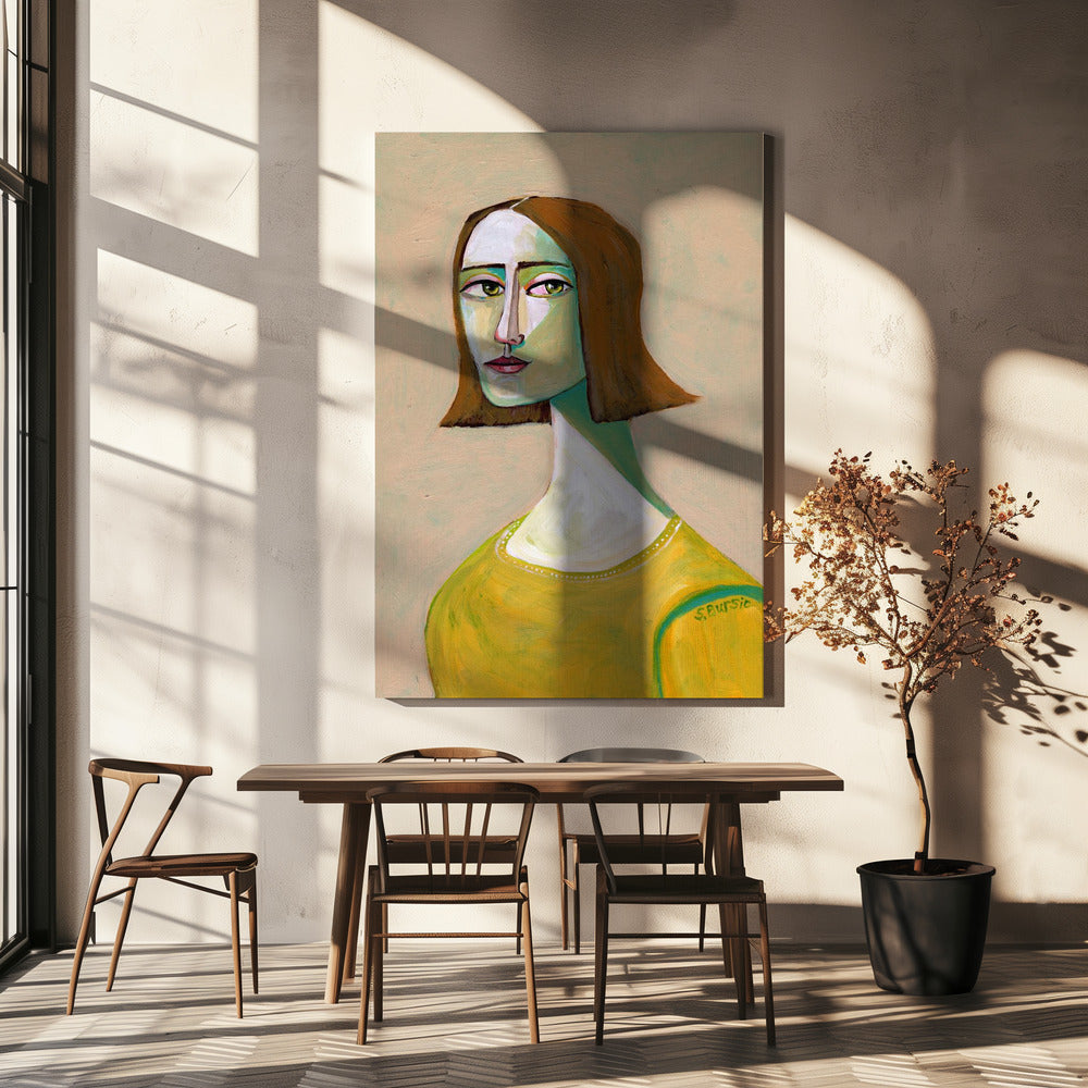Brünette Dame mit dem Look | Leinwand