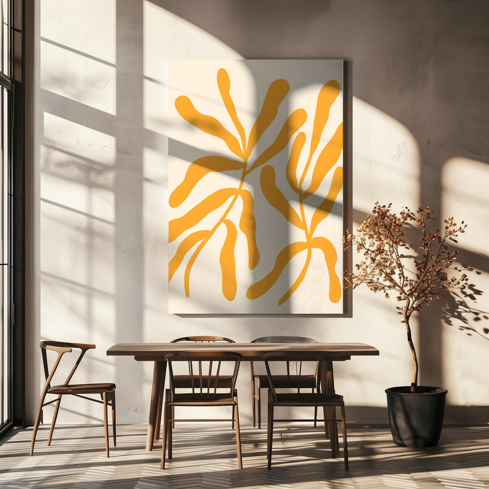 Gelbe Blattsilhouetten | Leinwand