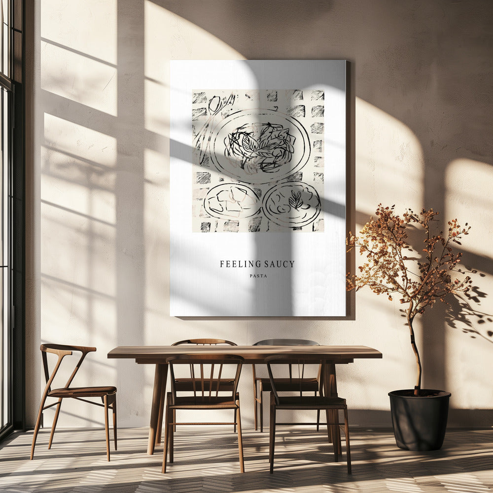 Illustration eines Nudelgerichts | Leinwand