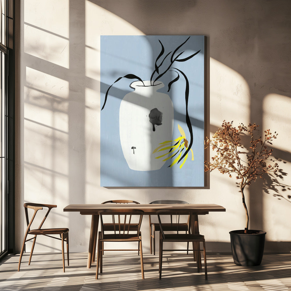 Vase und verwelkte Blüte | Leinwand