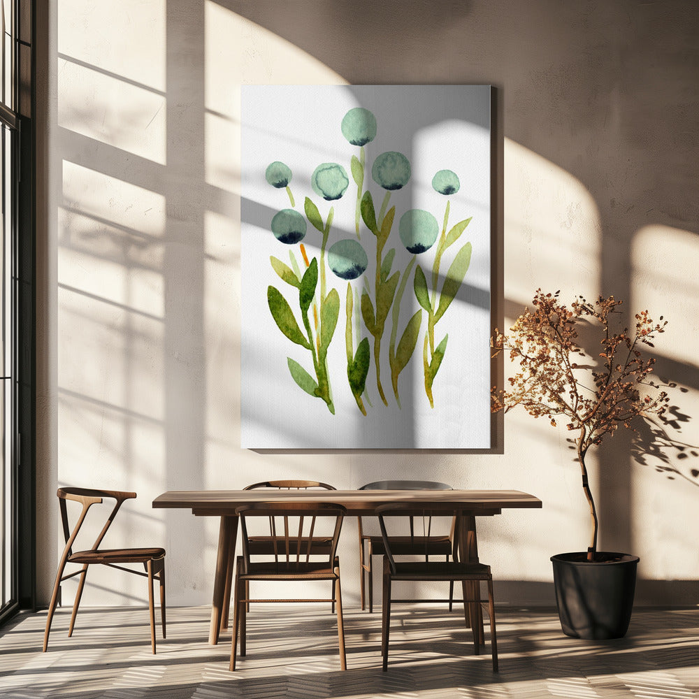 Blaue Kugelblumen | Leinwand