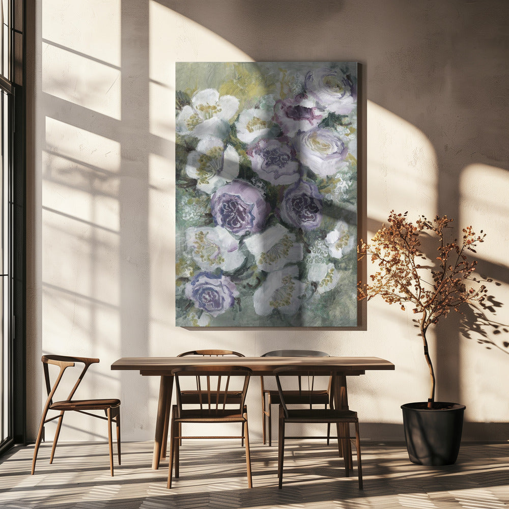 Zarte lila und weiße Blumen | Leinwand