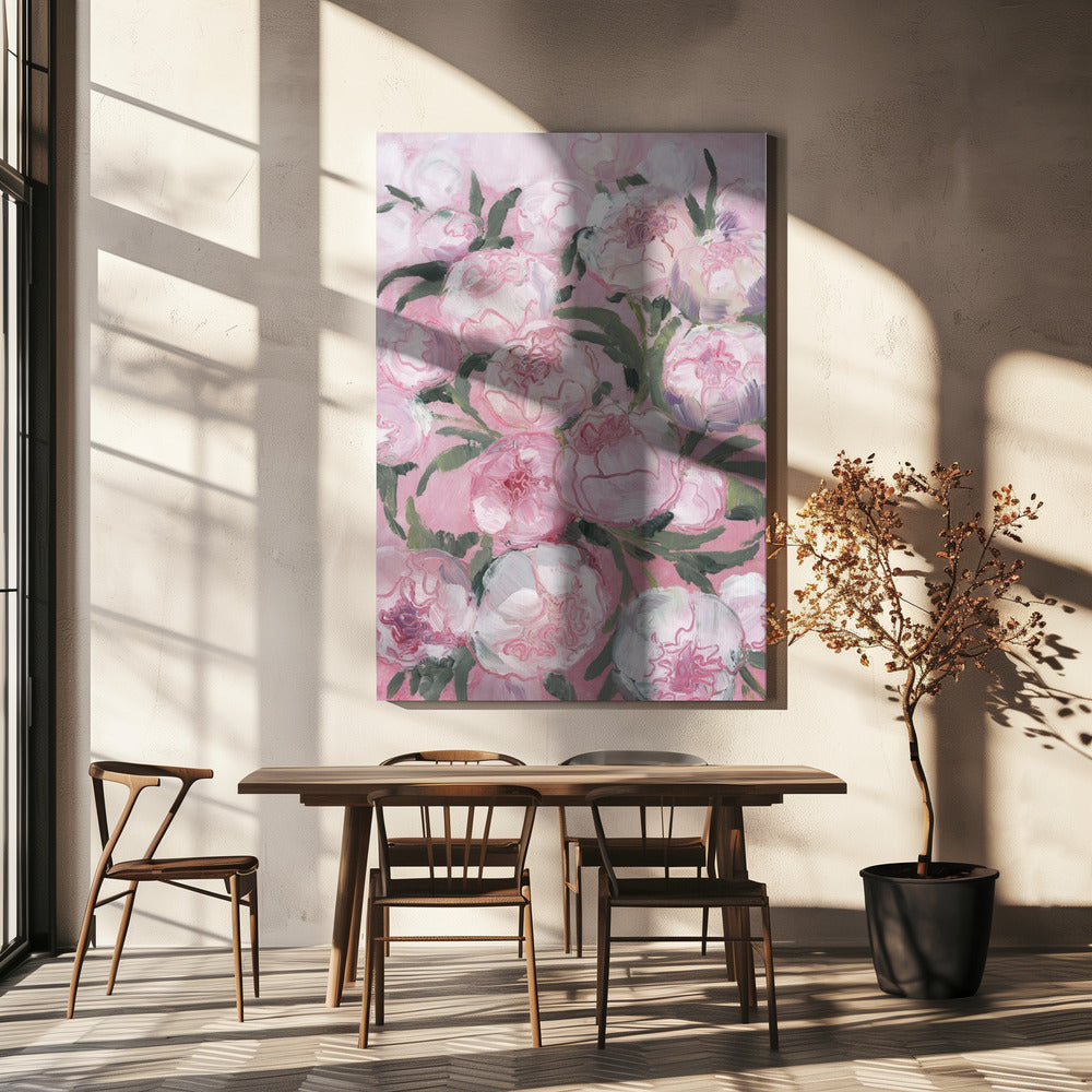 Blumenkomposition aus rosa Pfingstrosen | Leinwand
