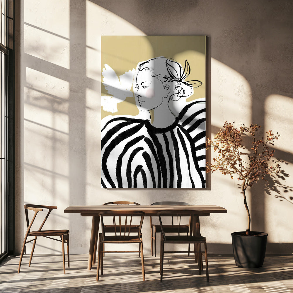 Frauenprofil mit Zebrastreifenmuster | Leinwand