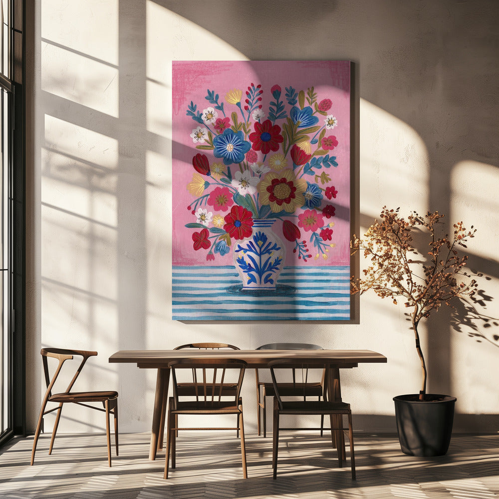 Vase Üppiges Blumenstillleben | Leinwand