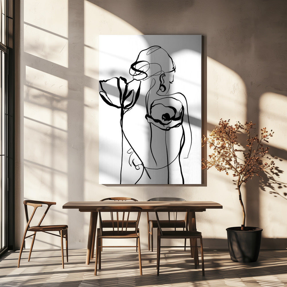 Akt mit Mohnblumen | Leinwand