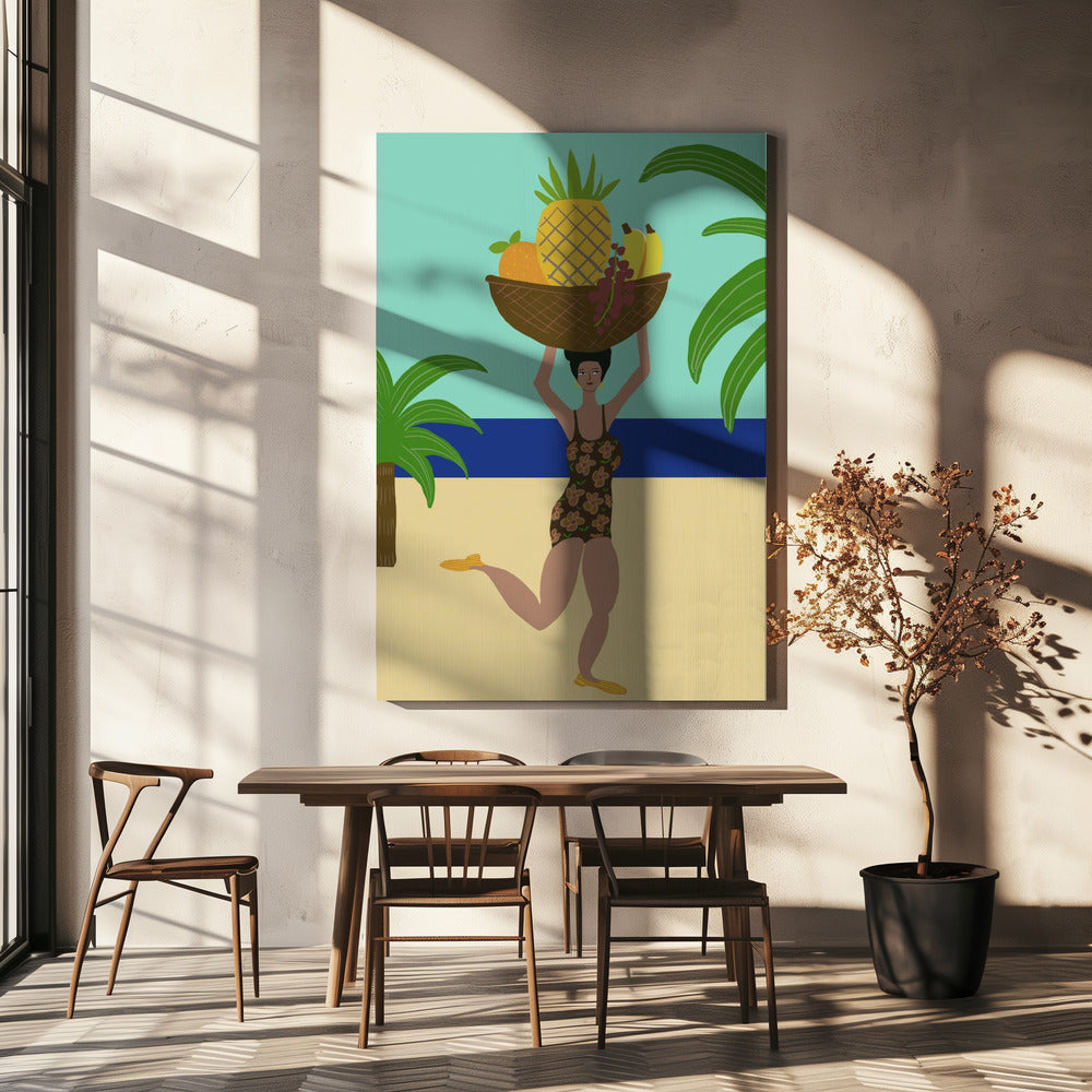 Tropische Früchte am Strand | Leinwand