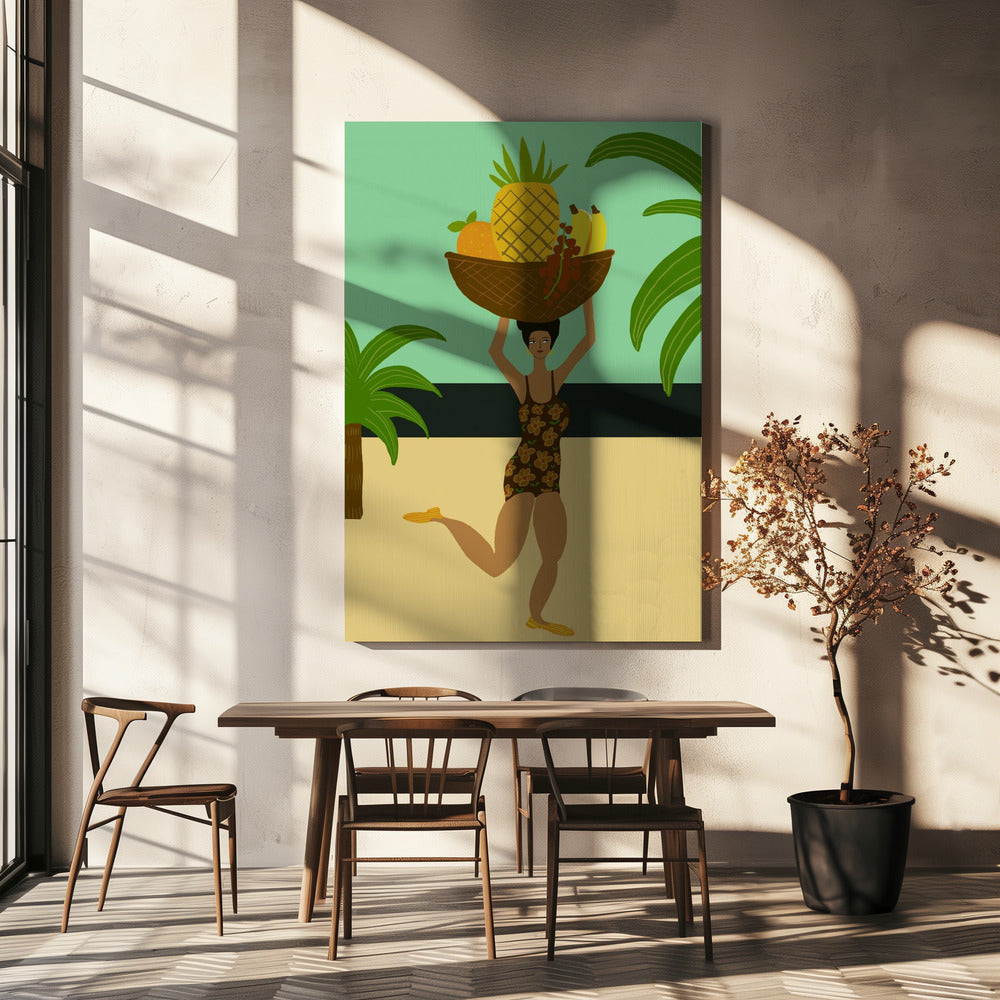 Tropische Früchte am Strand | Leinwand