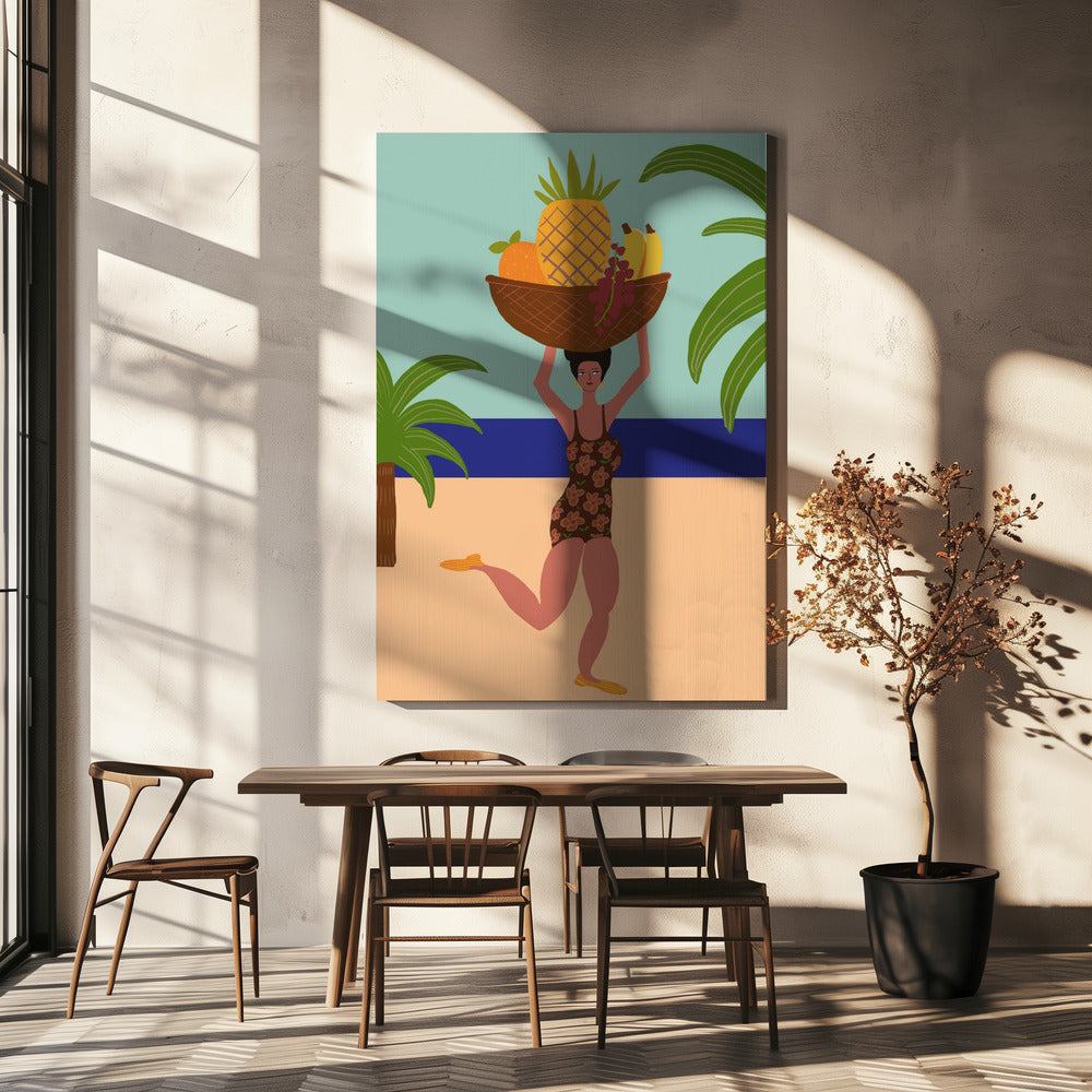 Tropische Früchte am Strand | Leinwand
