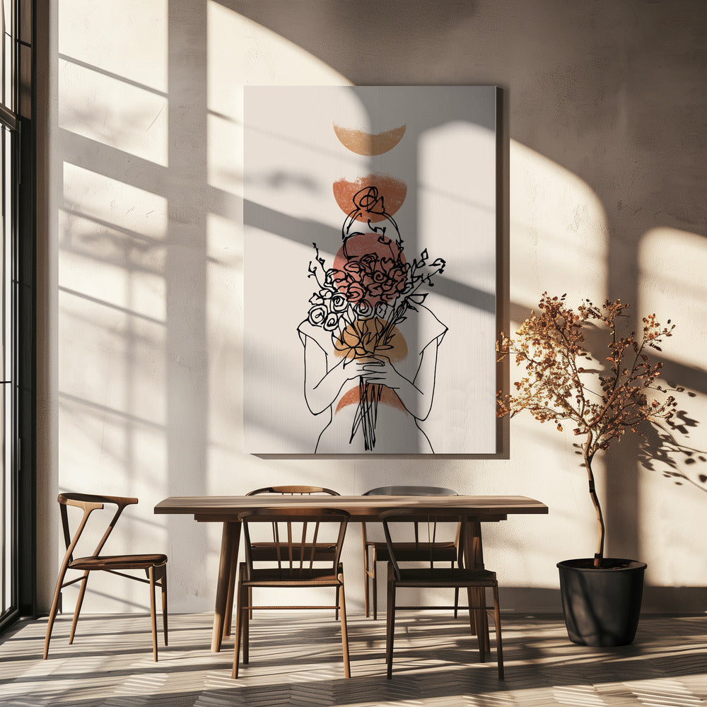 Mädchen mit Blumenstrauß | Leinwand